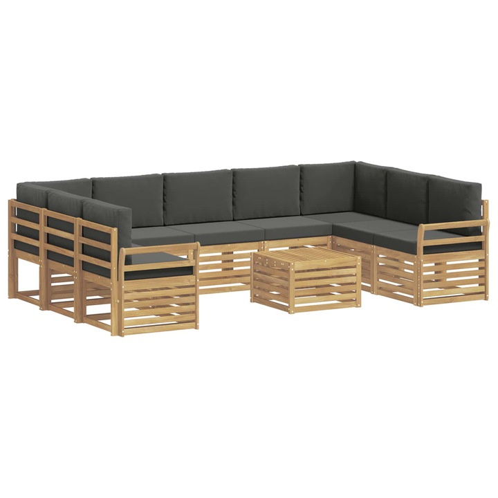 Set de canapele de exterior 10 pcs vidaXL, Alb si antracit