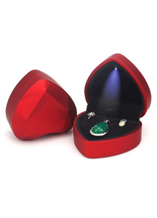 Cutie bijuterii HERUSI LED inima rosu alb negru 7,2x6,6x4,5cm