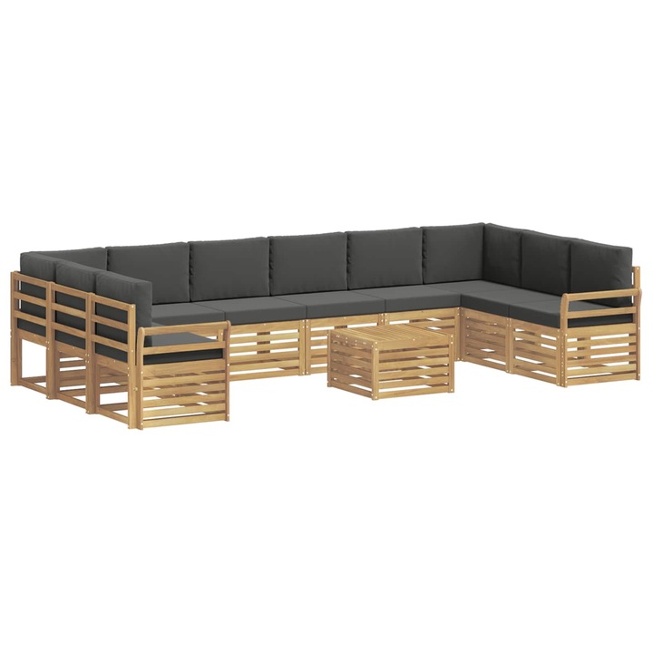 Set de canapele de exterior 11 pcs vidaXL, Alb si antracit