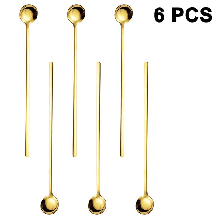 buc linguri cu maner lung, lingurita de amestecare din otel inoxidabil de 9, 45 inch, lingurite pentru ceai cu gheata, lingurita de cafea, lingurita pentru inghetata, lingurite pentru cocktailuri