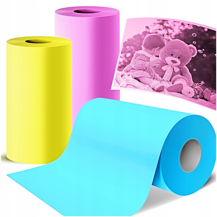 Set 3 role hartie termica colorata 57mm x 4m multicolor