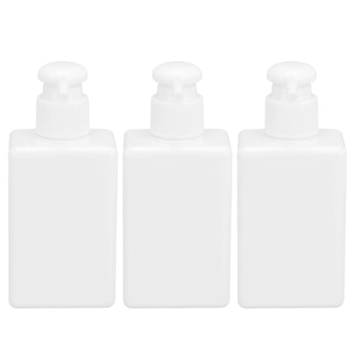3 darab utazó flakon készlet, PET/PP műanyagból, pumpával és légmentes záródással, újrafelhasználható, fehér, 3 x 150 ml