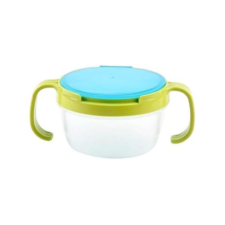 Bol pentru gustari bebelusi si copii, 360 rotativ, anti-scurgere cu flapsuri moi, cu doua manere, Multicolor, 1 buc