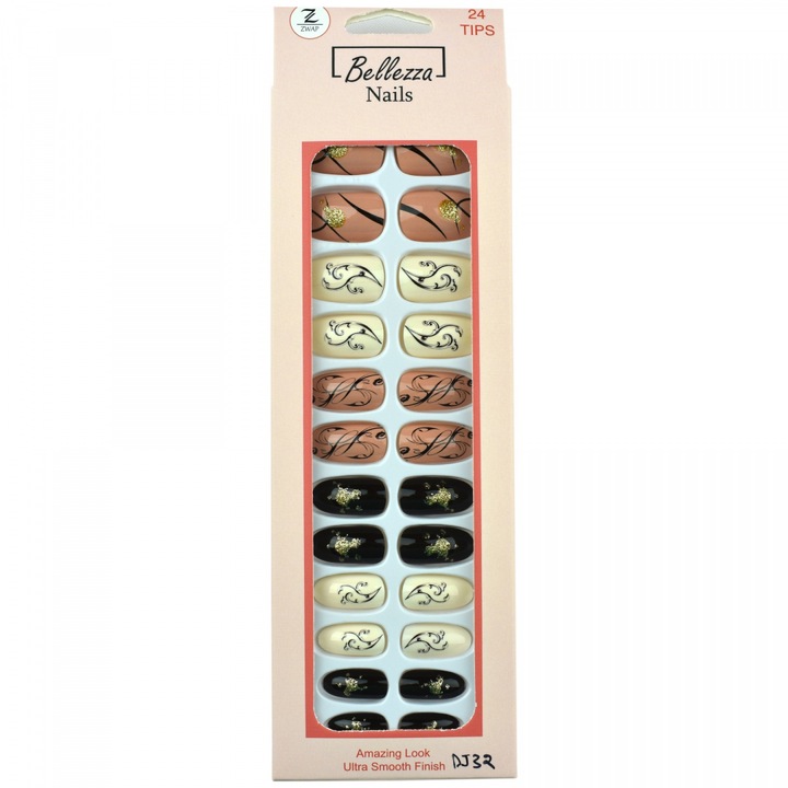 Unghii false Bellezza Nails set 24 buc modele diverse multicolor