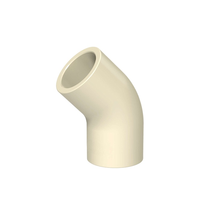 CPVC könyök 45 fokos, Idmar, ragasztható, sárga, 1/2" (DN15)