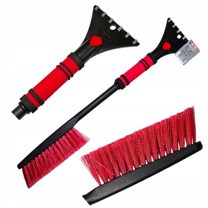 Racleta NIGRIN 2in1 cu perie, negru-rosu, 57cm
