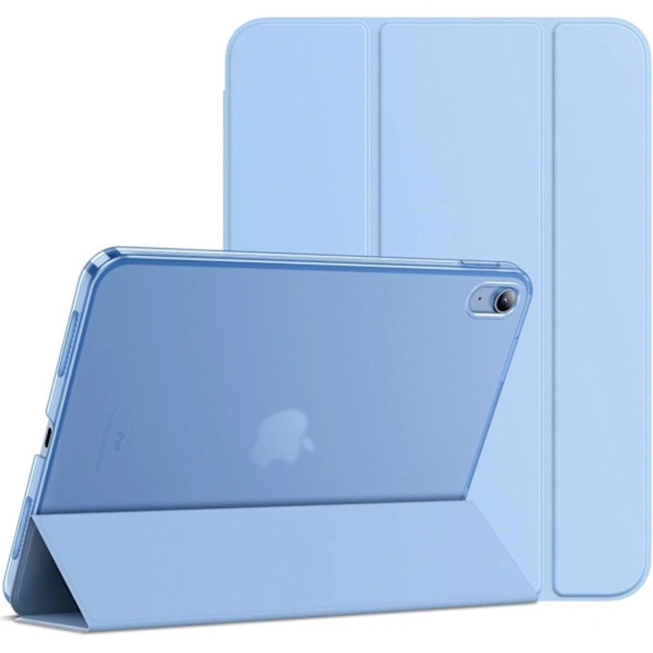 Tok kompatibilis iPad (A16) 11./10. generáció (2025/2022), vékony állványos kemény tok, átlátszó matt hátlap, kemény tok szintetikus külsővel és sima belsővel, 2 pozíciós állvány megtekintéshez és íráshoz, kék, 1 db