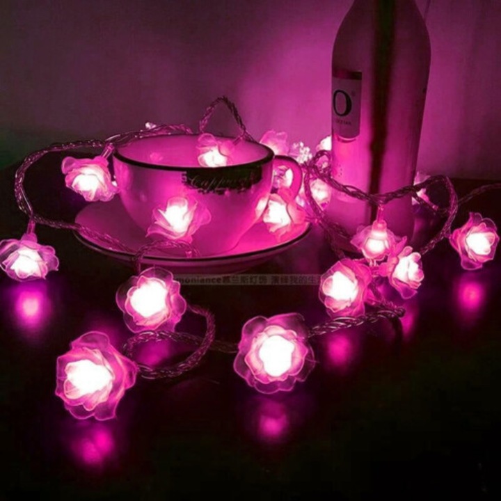 Светеща LED инсталация цветя, на батерии, мед и пластмаса, прозрачна, 3xAA