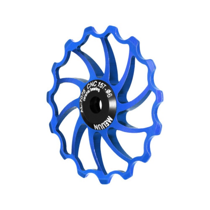 Rola ghidaj schimbator spate (pulley) 14T/15T/16T, din aluminiu AL7075 cu rulment ceramic, usoara si rezistenta la uzura, compatibil Shimano/SRAM/Campagnolo, Albastru, 1 buc