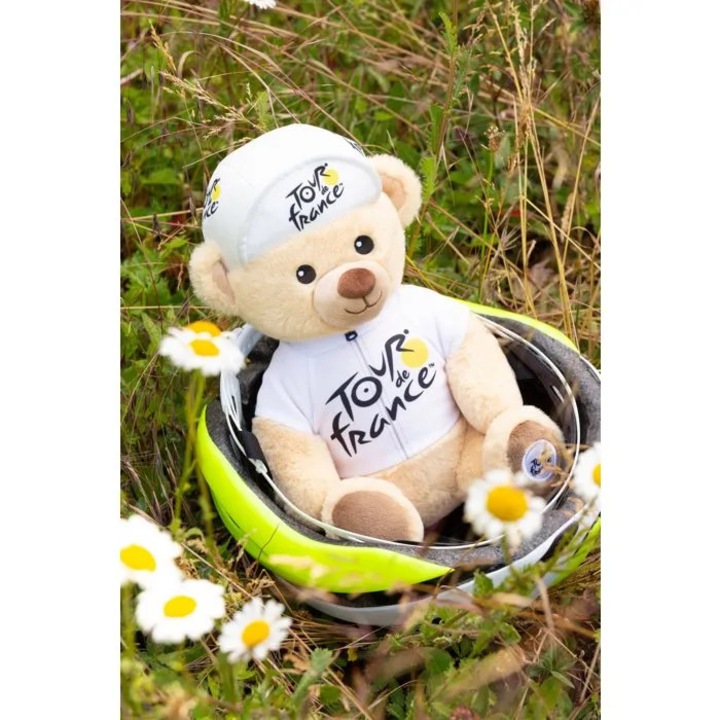 Tour de France hivatalos plüssmackó, játék pólóval és sapkával, fehér, 24 cm