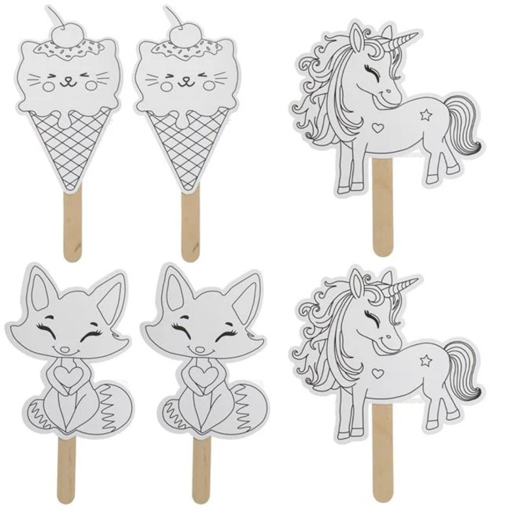Set Creativ Etichete cu Model Unicorni Pisicute Inghetata - 6buc