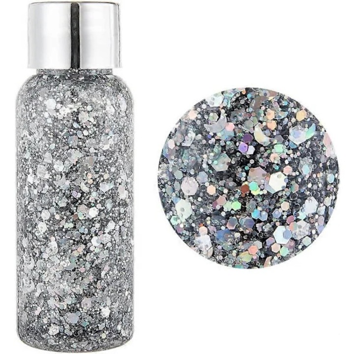 Gel Glitter Corp, 35ml, alb argintiu, rezistent la apa