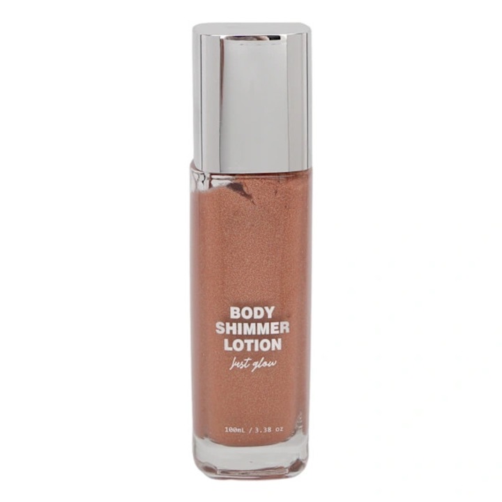 Just Glow világító testápoló/highlighter olaj, folyékony textúra, fényvisszaverő hatás, rózsaarany, 100ml