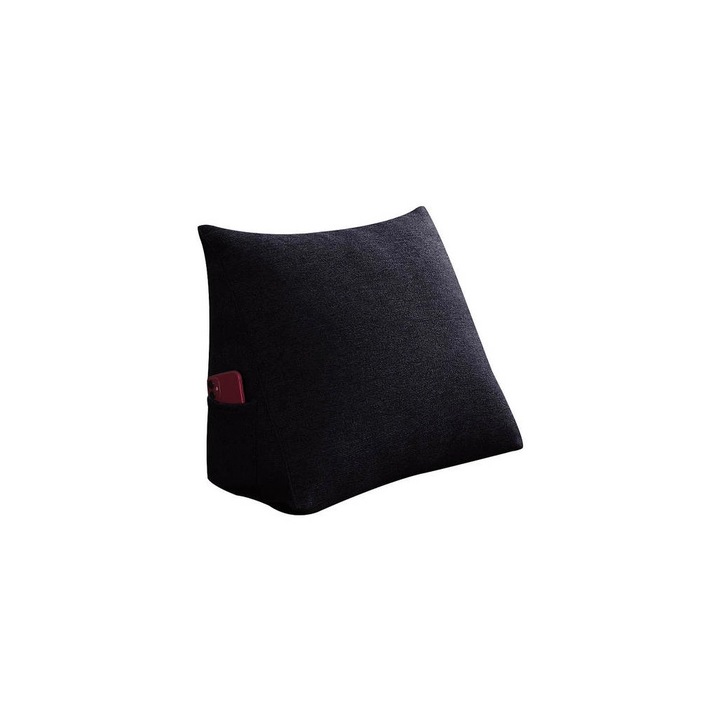 Olvasópárna/könyvtámasz, Pillow Palette, háromszög alakú, vászonhatású poliészter huzat, sűrű poliészter szálas töltet, fekete, 45 cm