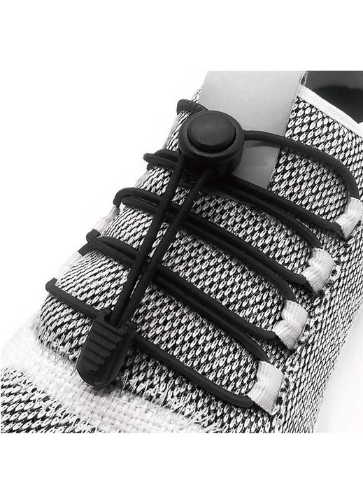 Sireturi Negre Elastice Fara Legare pentru Pantofi 110cm