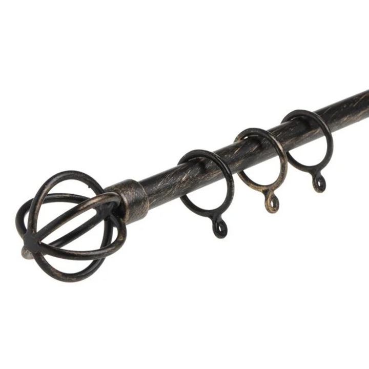 Метална разтегателна корниз за пердета, черна, матирана, 110-210см