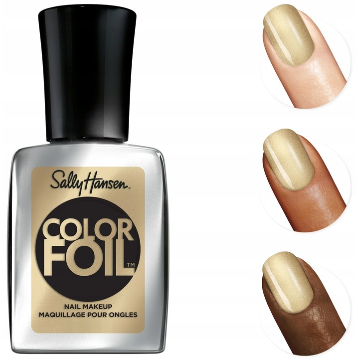 Lac de unghii (oja) Sally Hansen Color Foil, efect metalic oglinda, luciu intens si aplicare uniforma, Auriu (Gold Standard 140)