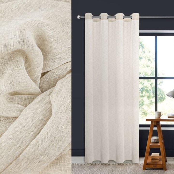 Ecru dekorfüggöny arany lurexszel és karikákkal 140x260cm