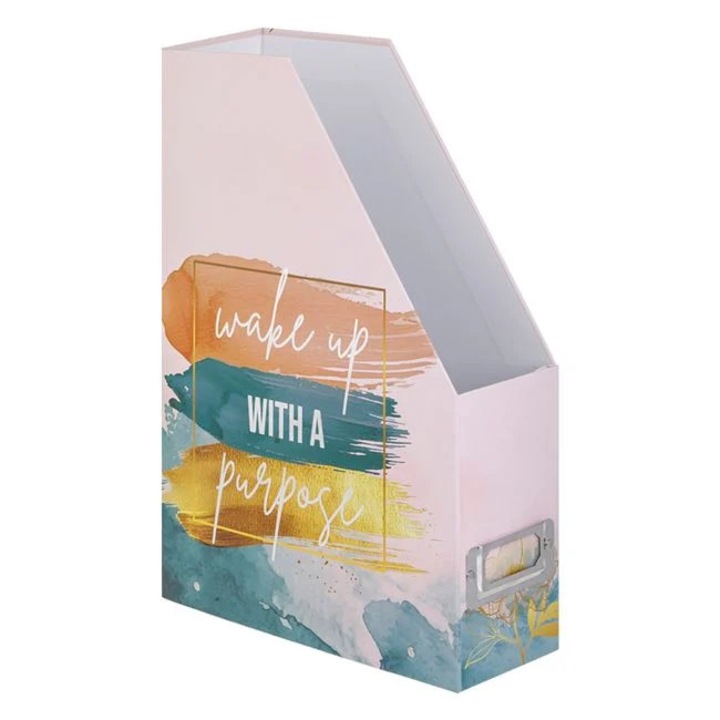 Suport Dosare din Carton Colorat cu Mesaj & Husa Metalica pentru Eticheta 24x8x33cm