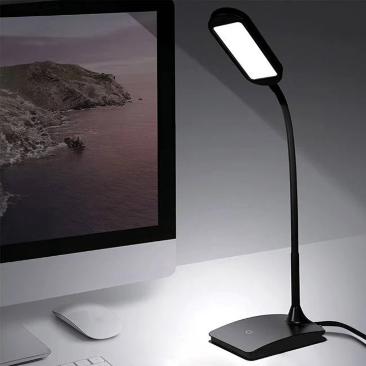 Lampa de Birou Neagra cu LED Functie Tactila & USB