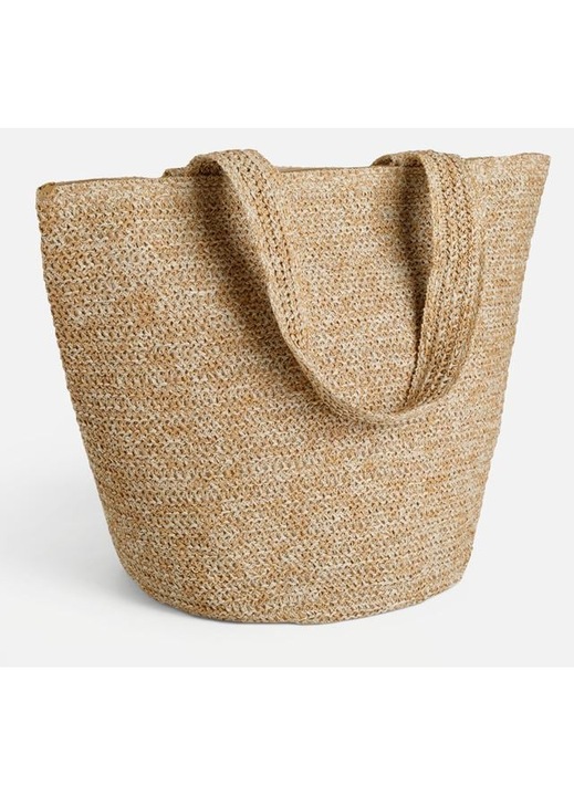 Geanta plaja incapatoare paie ecru 49x29x37 cm vara