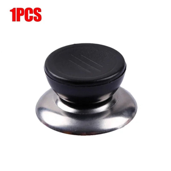 Maner universal capac oala, set 1/2/4/6 piese, inox si plastic, argintiu-negru, 5.7x3.5cm