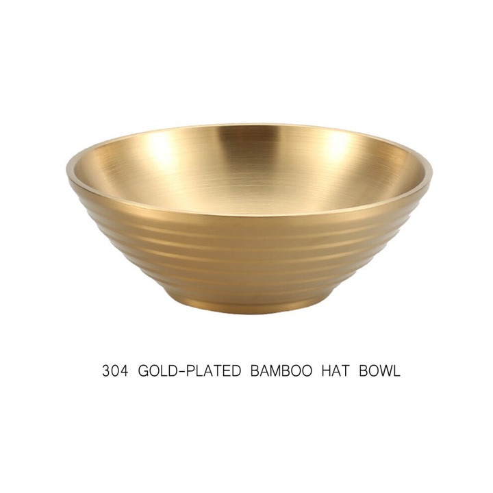Bol pentru ramen / rozsdamentes acél tál, duplafalú szigetelt, arany, 473ml