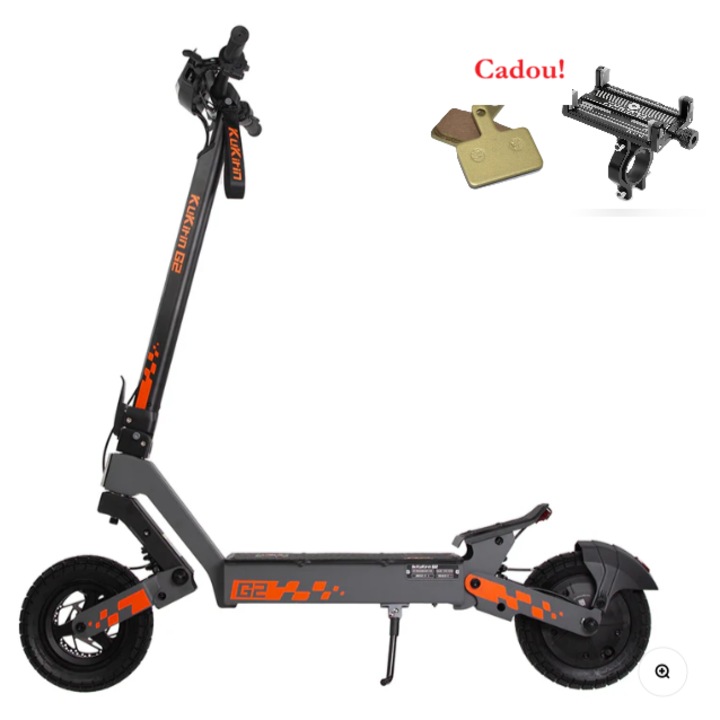 Trotineta electrica Kukirin G2 (2026), motor 800W, baterie de 15, 6 Ah - 48V, autonomie 55 km, viteza maxima 50-55 km/h, roti pe 10 inch + set placute frana + suport telefon aluminiu