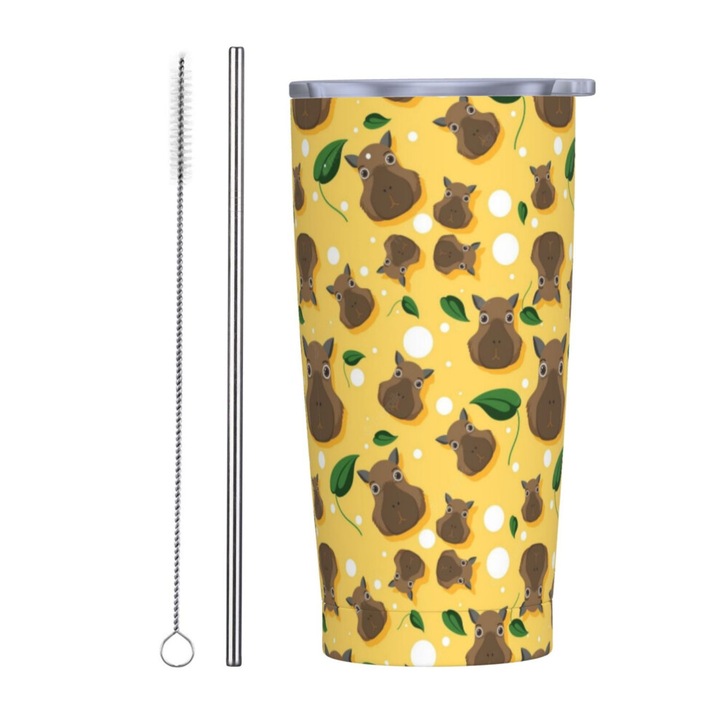 Rozsdamentes acél utazóbögre tetővel, 590ml, többszínű