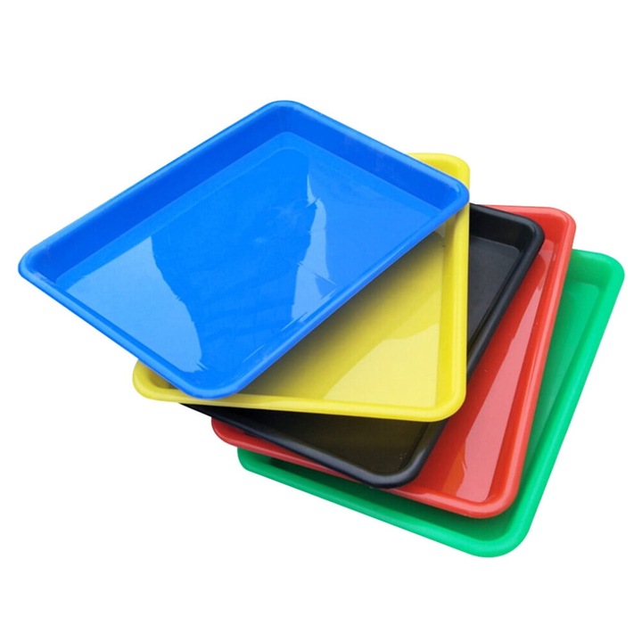 Tava plastic set 5 piese, dreptunghiulara, multicolor, 22x17.5x2.5cm