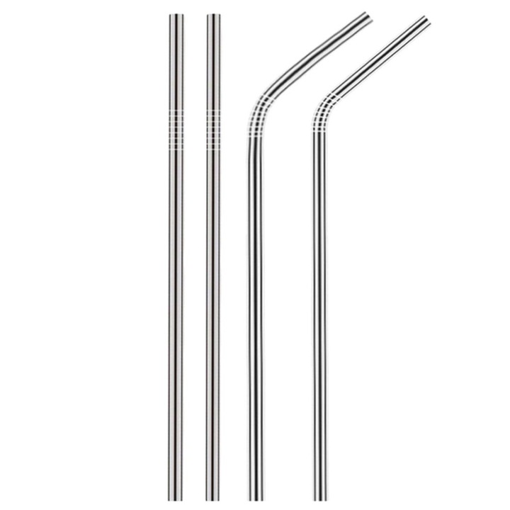 Set 4 paie metalice inoxidabile, drept si curbate, 6mm si 8mm, 21.5cm