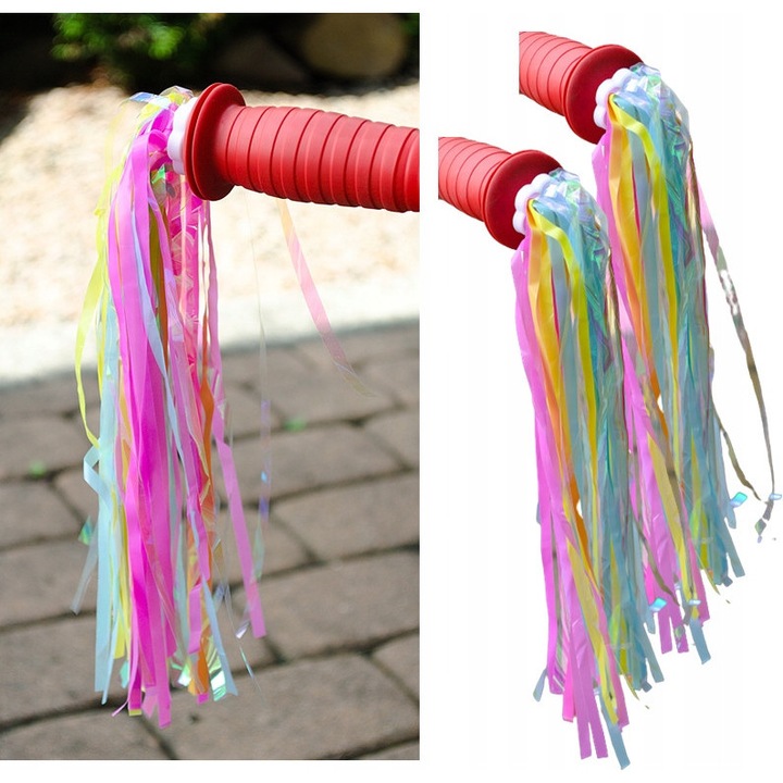 Franjuri/panglici pentru ghidon, decorative, montare pe manere cu fixare solida, multicolor, 2 bucati