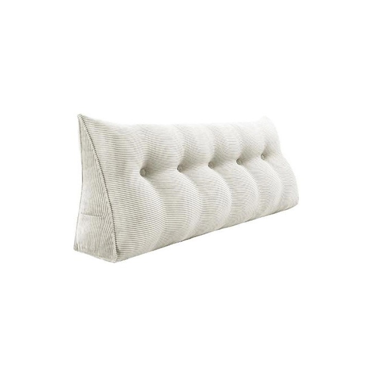 Perna pentru citit Pillow Palette, olvasópárna, strukkután huzat, poliészter szál töltettel, hát- és nyaktámaszhoz, fehér, 180 x 26 x 50 cm