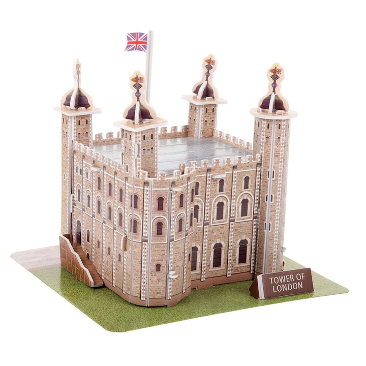 3D építészeti modell / Londoni Tower építőjáték puzzle, DIY oktató felnőtteknek, kézi összeszerelés, kiállításra, bézs, 1 szett