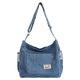Geanta messenger denim, albastru, 42x13x33cm, ajustabila, pentru laptop 14 inch