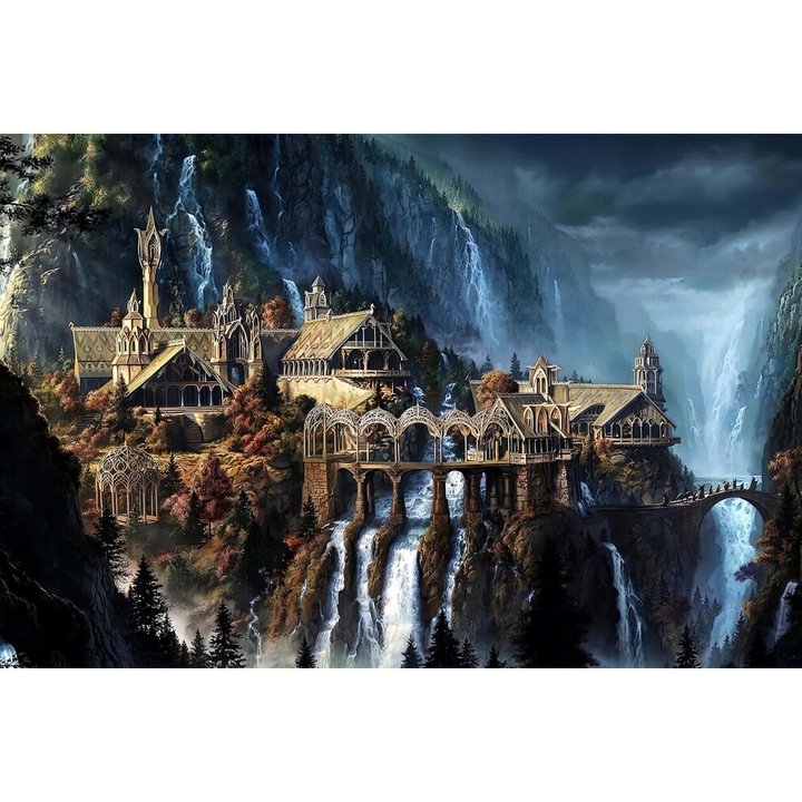 Fa puzzle 1000 darabos fantasztikus táj többszínű 75x50cm