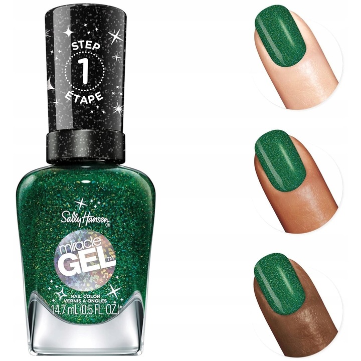 Lac de unghii / oja Sally Hansen Miracle Gel, fara lampa UV/LED, rezistent la ciobire si cu efect gel, Me My Elf&I 912, 14.7ml