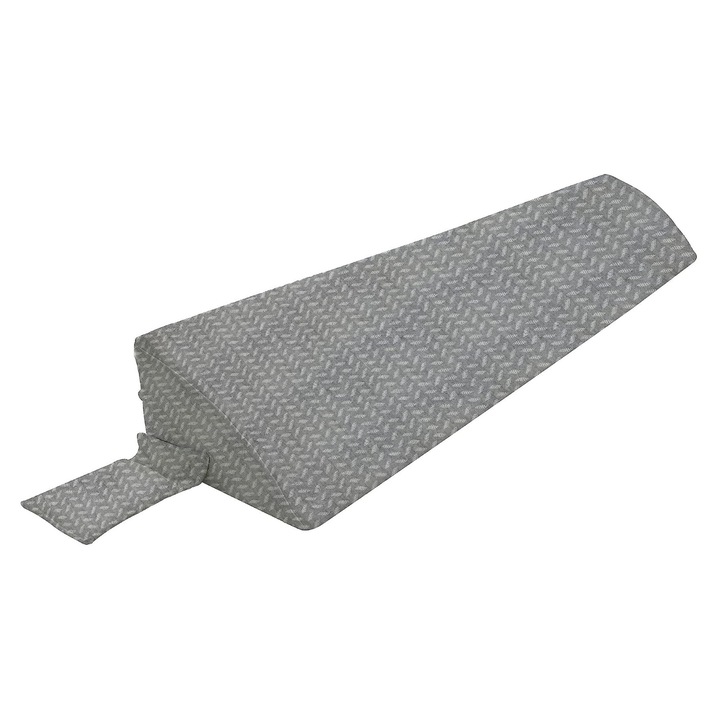 Ortopéd ék alakú párna, Pillow Palette, ergonomikus, 100% poliészterből, mosható huzat 30°C-on, szürke, 120x25x15 cm