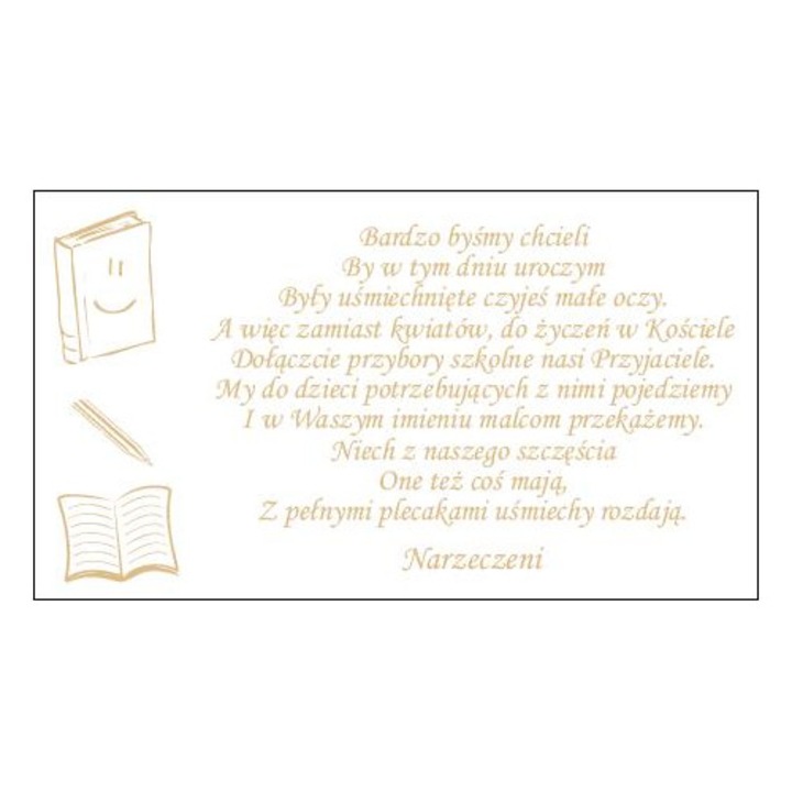Insertii pentru invitatii, cartonase decorative cu versuri, hartie carton cu imprimeu auriu, auriu, 25 buc, 10,5 x 6 cm