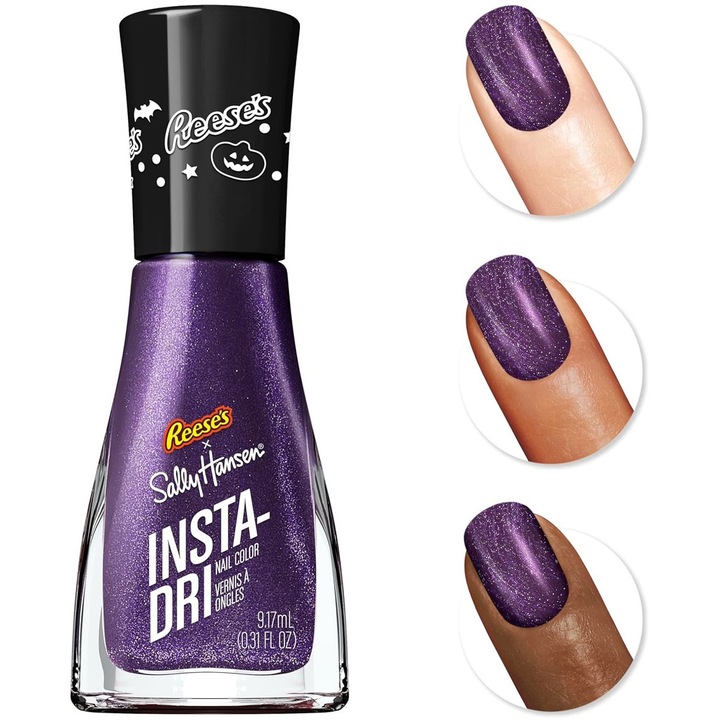 Sally Hansen Insta Dri Feeling Hungry 735 körömlakk, gyorsan szárad 60 másodperc alatt, lepattogzásálló, fémes lila, 9.17 ml