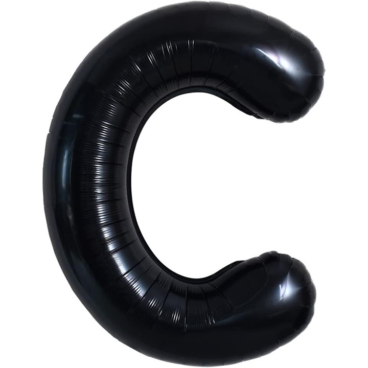 C betűs lufi 40cm fekete szett felfújó szívószállal