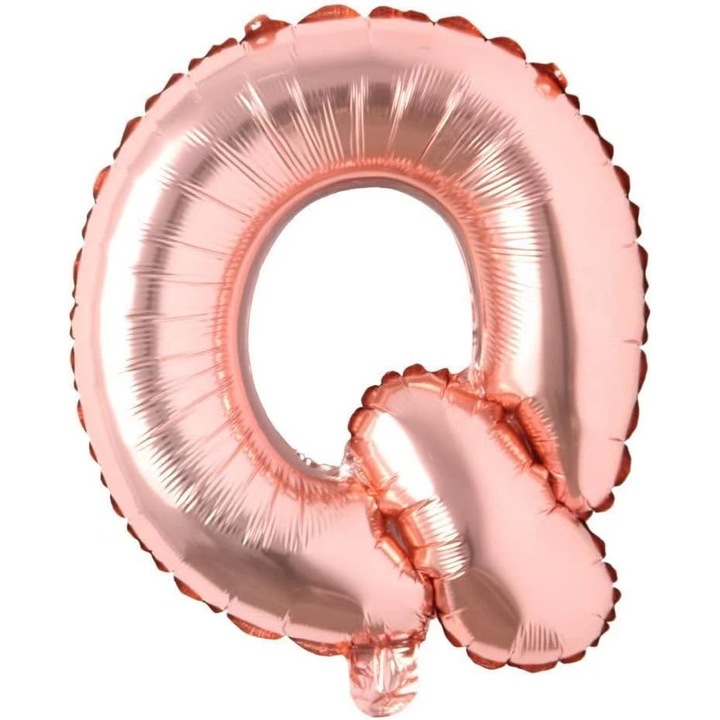 Fólia lufi, Q betű, dekoratív születésnapra, 40 cm, rózsaarany, 1 db