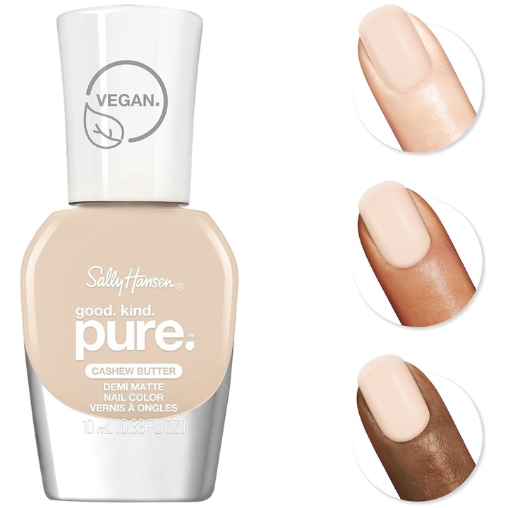 Lac de unghii/oja Sally Hansen Good Kind Pure, vegan, pe baza de ingrediente de origine vegetala, pensula vegetala, semi-mat, Rock Steady 229, 10 ml