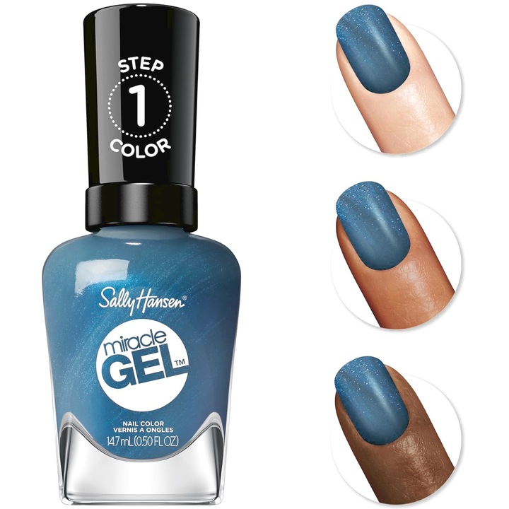 Lac de unghii Sally Hansen Miracle Gel, albastru denim, 14ml