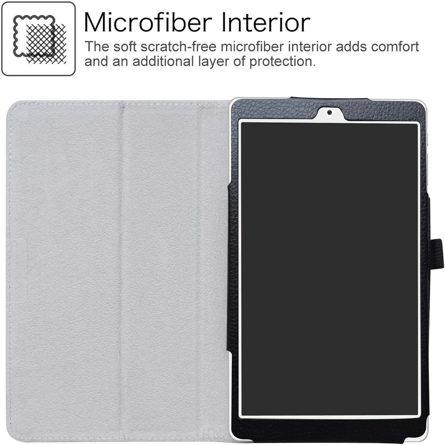 Husa tableta/etui pentru Teclast P80 Pro 8 inci, compatibil 212 x 124 x 9.90 mm, cu imprimeu, cu elastic de prindere si suport stand, Negru, 1 buc