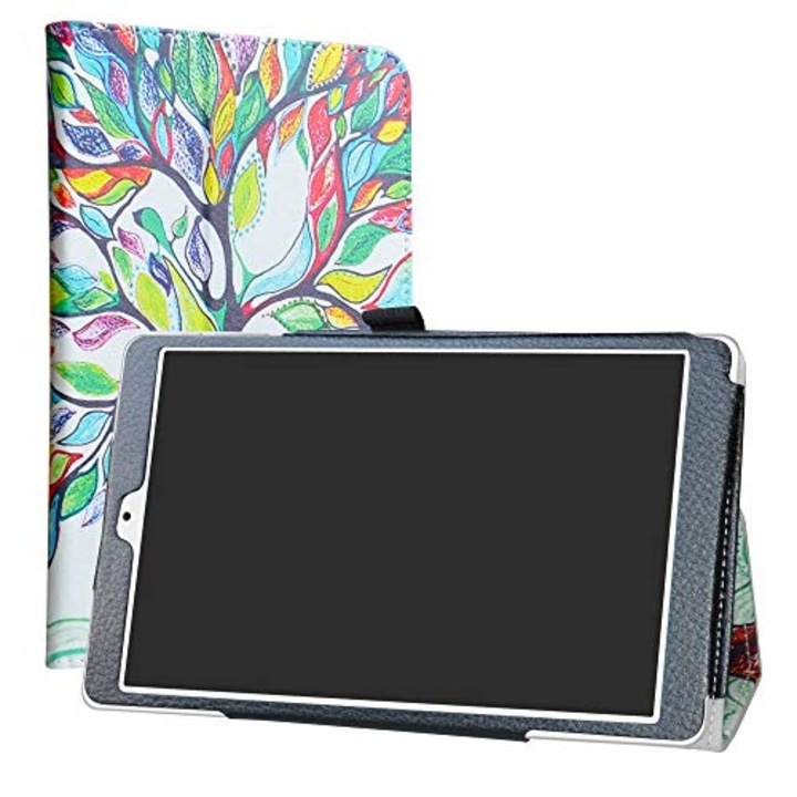Teclast P80 Pro 8 hüvelykes táblagép tok/etui, ökológiai bőrből, színes fa mintával, többszínű, 212 x 124 x 9.9 mm, 1 db