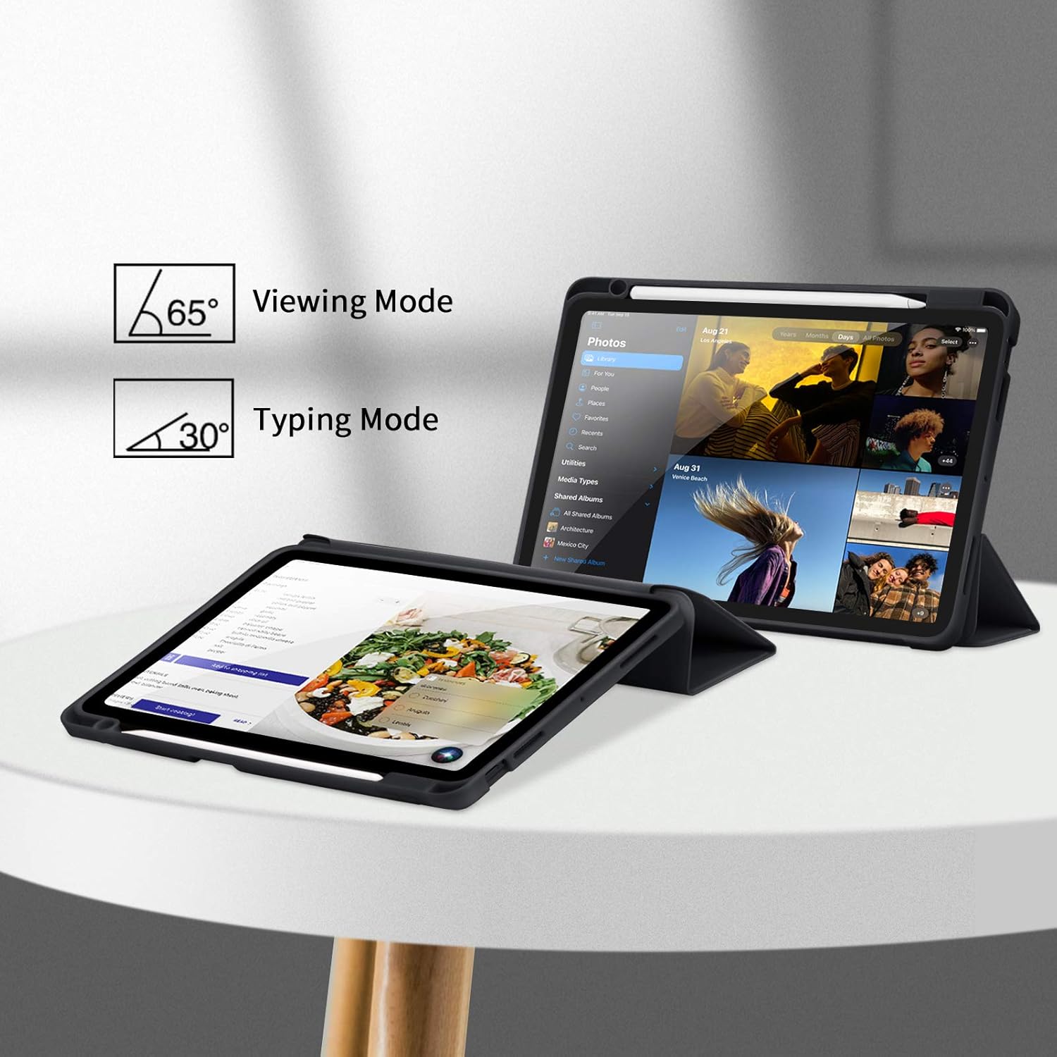 Husa tableta, negru, 24.76x17.85x0.61cm, cu clapeta si loc pentru stylus, pentru iPad Air 4/5 Gen 10.9"