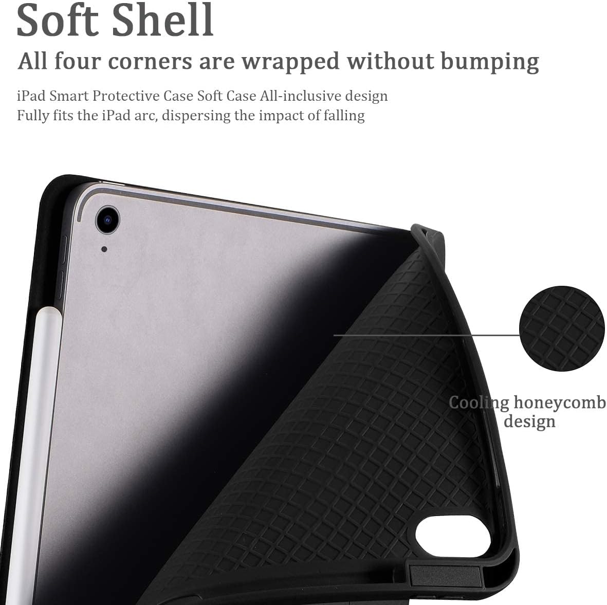 Husa tableta, negru, 24.76x17.85x0.61cm, cu clapeta si loc pentru stylus, pentru iPad Air 4/5 Gen 10.9"