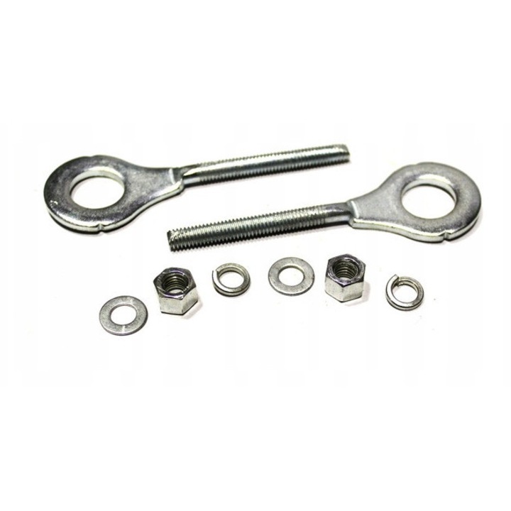 Tensioner lant BX16060150, pentru ATV/Cross 110/125 cc, filet M6, lungime 87 mm, latime 28 mm, orificiu 15 mm, argintiu, Set 2 bucati