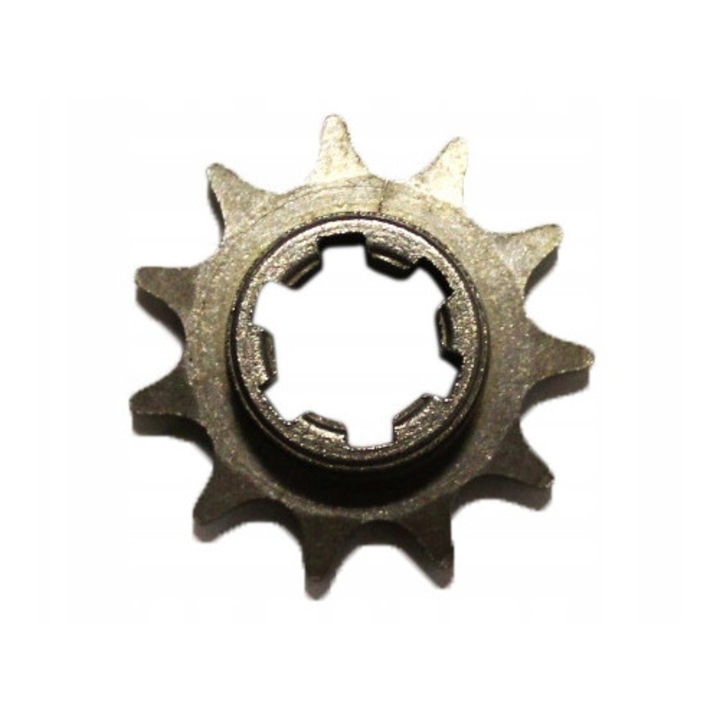 Első lánckerék, T8F fogaskerék, 11 fog, kompatibilis mini pocket bike-kal, 2T cross motorral, quad-dal, pitbike-kal, 11-14 mm-es tengelyhez, 6 horony, acél, fém, 1 db.